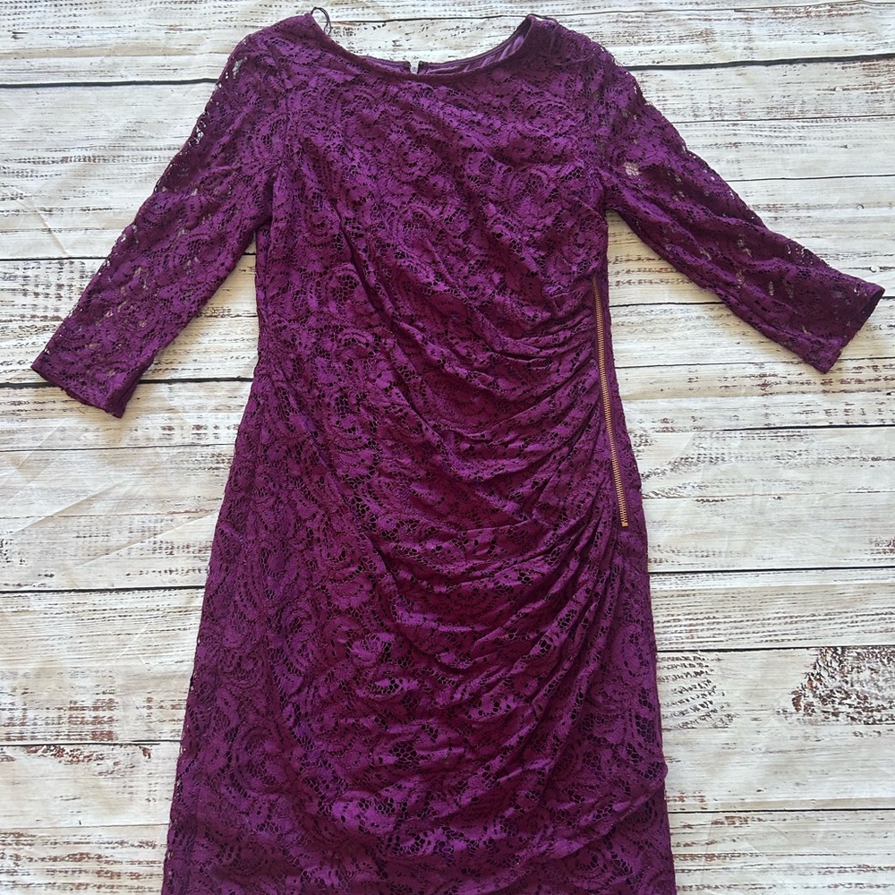Adrianna Papell Deep Purple Lace Dress